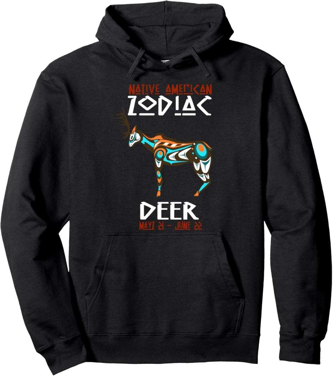 Native American Deer Astrologisches Zeichen Indianer Tierkre Pullover Hoodie