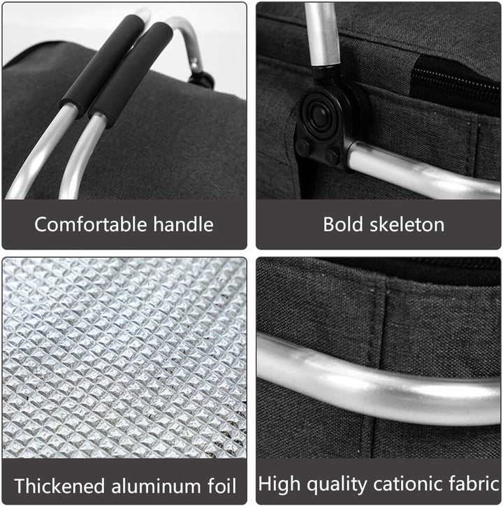 ZOYDP Einkaufskorb Faltbar 18L, Thermo Einkaufskorb als Picknickkorb，Einkaufskorb mit Deckel, Alumin