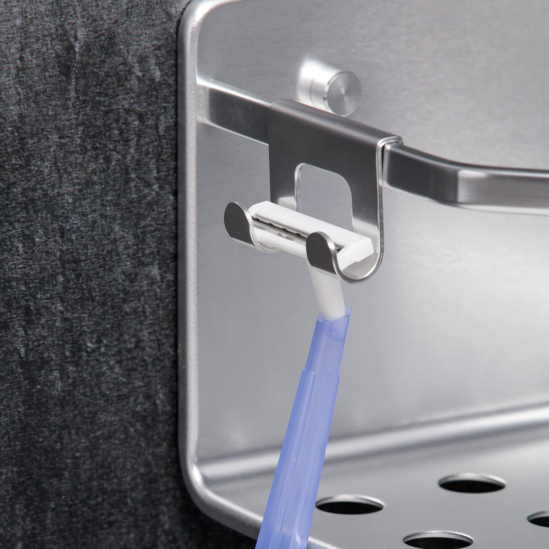 TATAY 2er Pack Duschablage Ohne Bohren Eckig Aluminium | Mit Schrauben und Quick Fix Befestigungssys