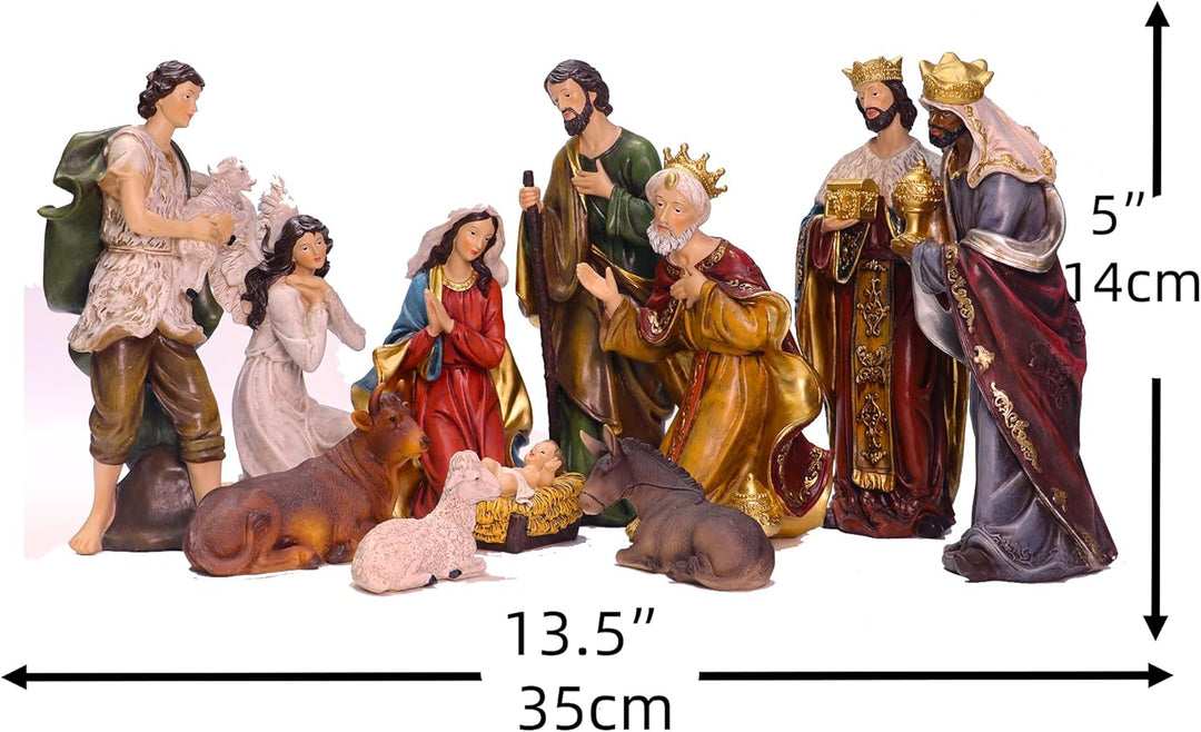 Zayton Weihnachtskrippen-Set, Miniaturen, 11-teilig, 12,7 cm, Statue, Jesuskrippe, Krippe, Ornament,