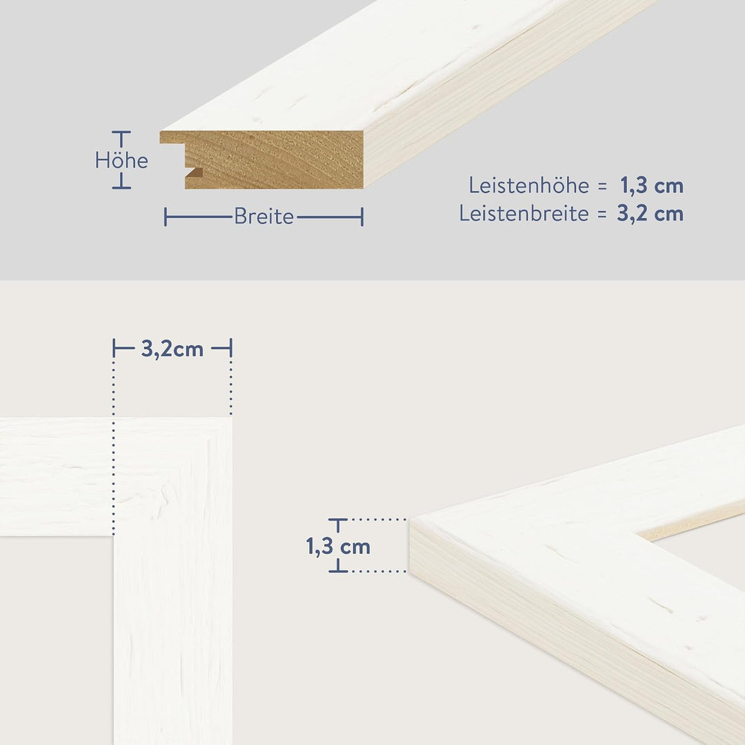 WANDStyle Bilderrahmen Strandhaus Stil 30x42cm DIN A3 I Farbe: Weiss I Fotorahmen I rustikaler Holzb