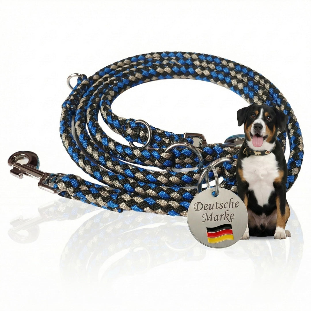 Geflochtene Hundeleine für grosse Hunde bis 60 kg | 4-Fach verstellbare Führleine | 2,80 m lang | Du