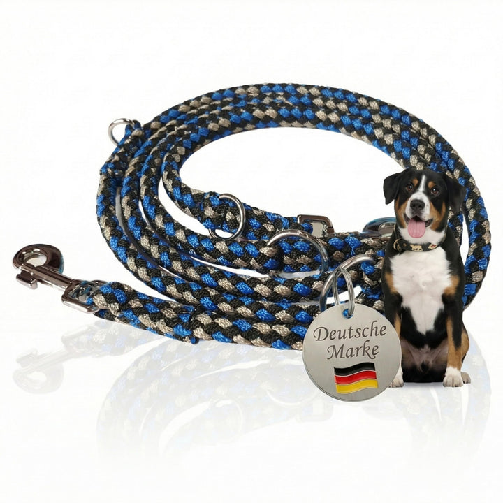 Geflochtene Hundeleine für grosse Hunde bis 60 kg | 4-Fach verstellbare Führleine | 2,80 m lang | Du
