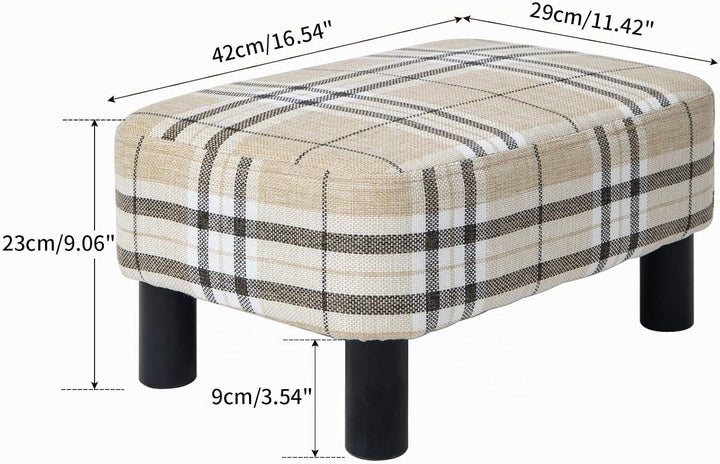 IBUYKE Hölzerner gepolsterter Fussschemel Osmanischer Hocker Hocker Niedriger Hocker Stoff Sofahocke