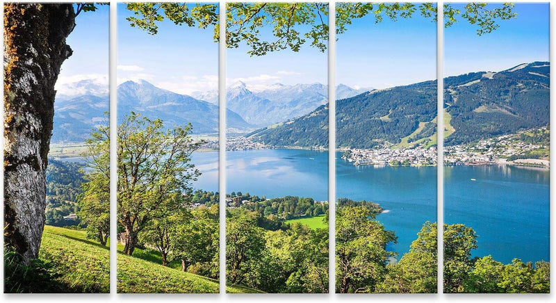 Bild Bilder auf Leinwand Schöne Landschaft mit Alpen und Bergsee in Zell am See, Österreich Wandbild