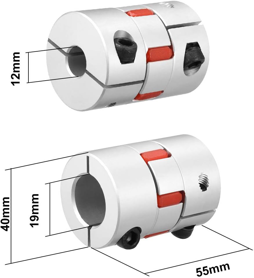 sourcing map Wellenkupplung Flexible Kupplung für Servo Motor 12mm bis 19mm Bohrung L55xD40 DE de