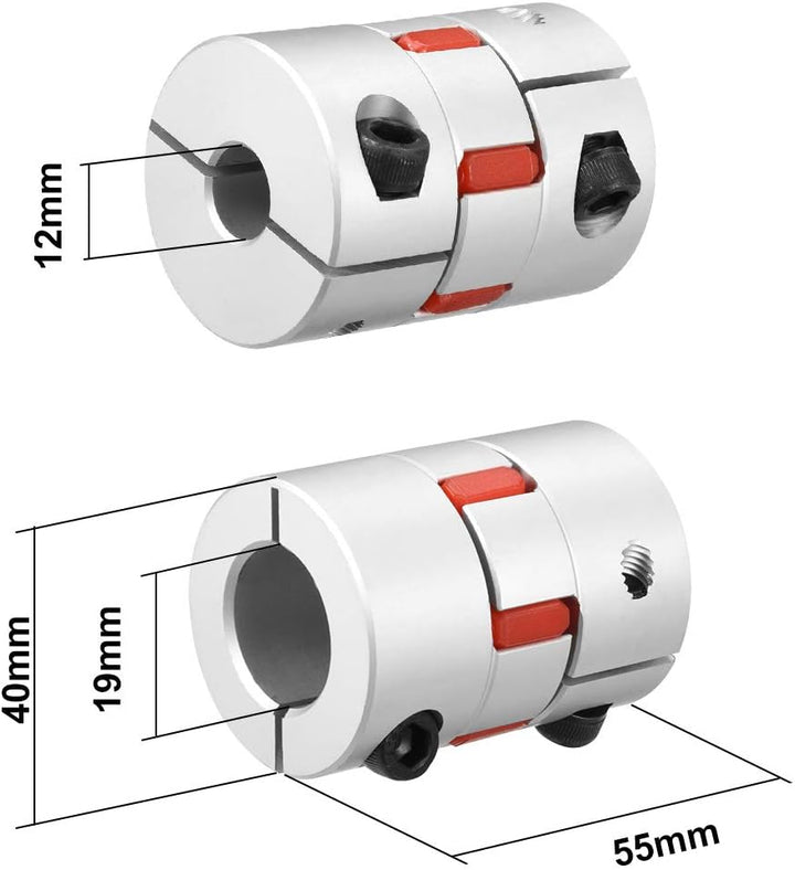 sourcing map Wellenkupplung Flexible Kupplung für Servo Motor 12mm bis 19mm Bohrung L55xD40 DE de
