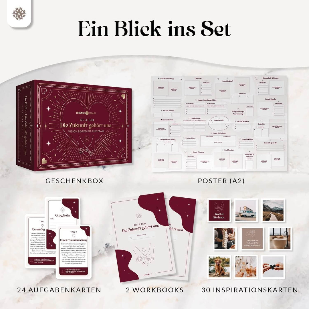 LEBENSKOMPASS Vision Board Set für Paare ”Unsere Zukunft” - DAS ORIGINAL - Bastelt ein gemeinsames V