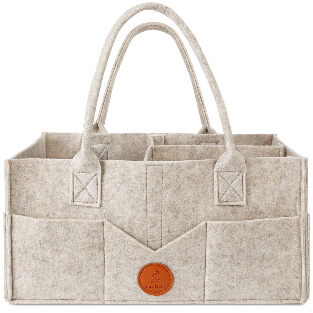 Maliton Wickeltisch Organizer，Baby Windel Caddy Newborn Essentials ，Robuster Tragbarer Filztasche, B