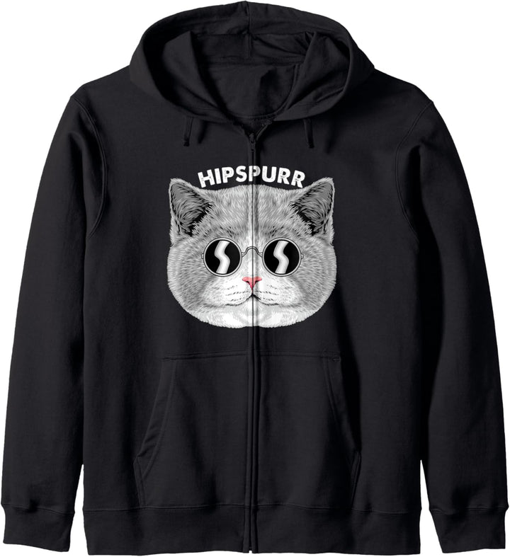 Hipspurr Hipster Katze Kätzchen Brille Urbaner Lebensstil Kapuzenjacke