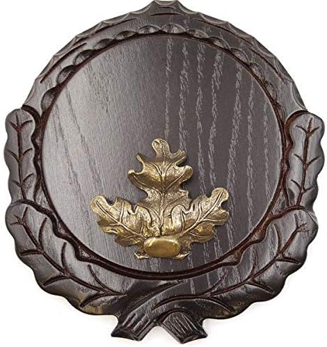 GTK Set Keilerschild geschnitzt dunkel AF 16 cm mit 1 Stück Eichenlaub Deckblatt gross Keilerbrett G