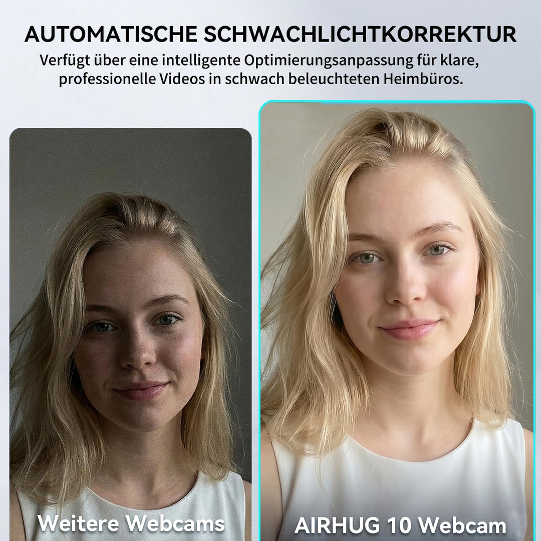 AIRHUG 2K 60fps Webcam,Streaming Kamera mit Sony 8MP Sensor,zwei omnidirektionalen Mikrofon,PDAF Aut