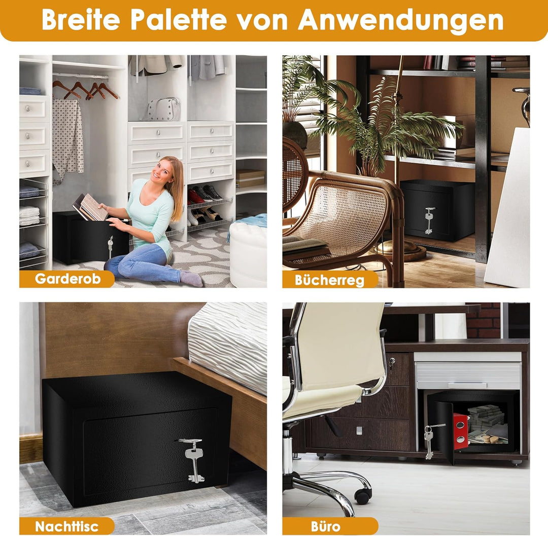 Froadp Safe Tresor Möbeltresor mit Doppelbartschloss, 2 x Schlüssel und Befestigungsschrauben Homesa
