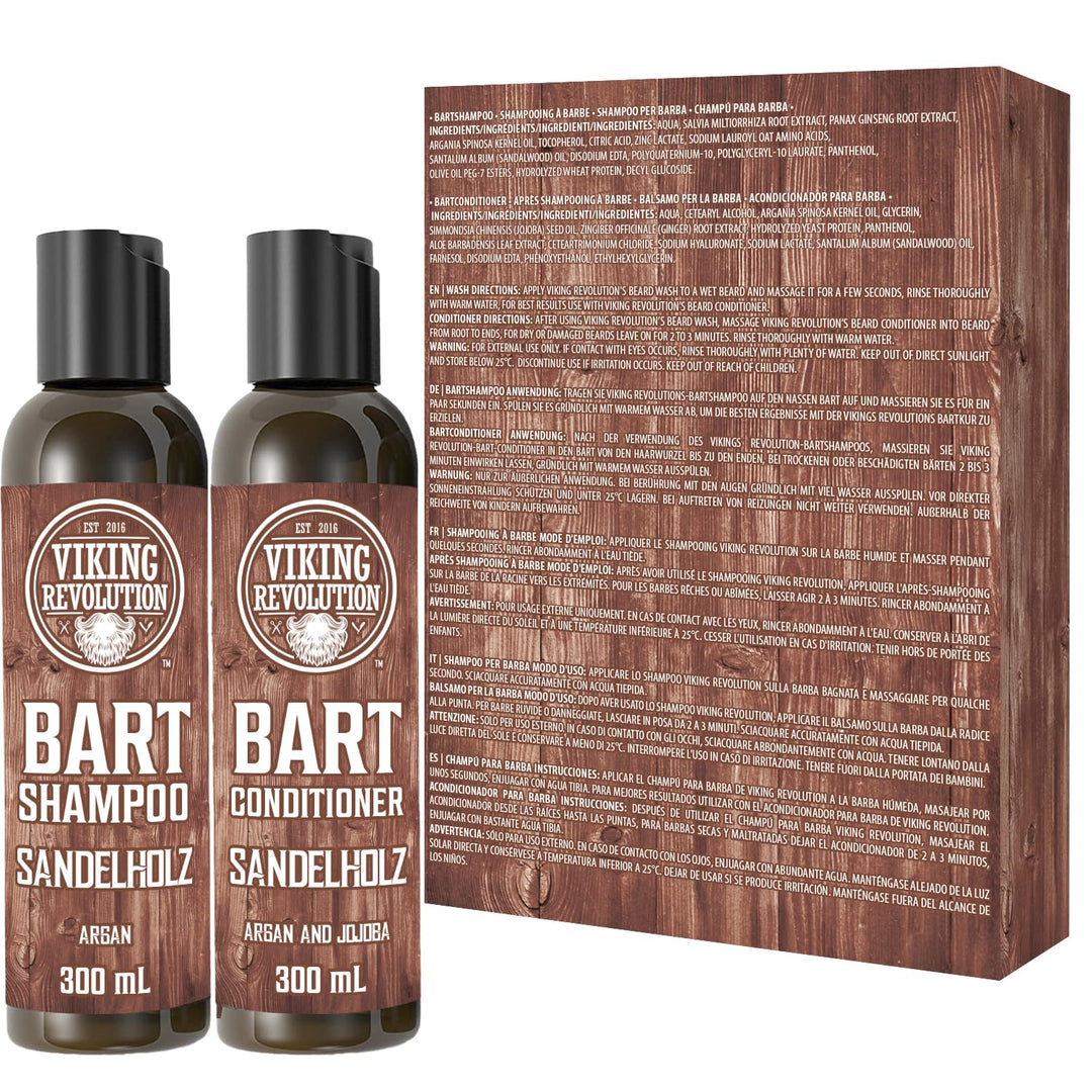 Viking Revolution Bart Shampoo & Conditioner Set - Erweicht, Glättet & Stärkt den Bartwuchs - Natürl