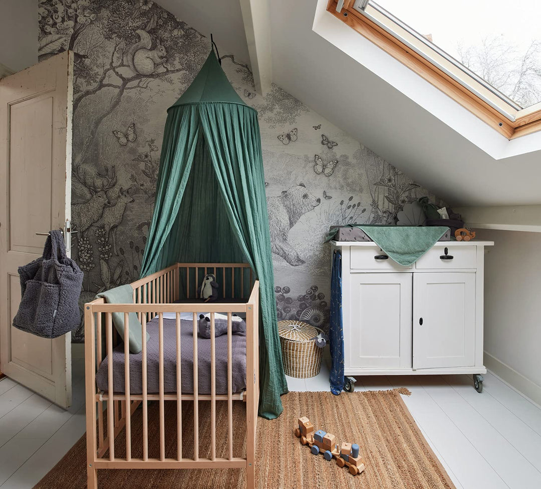Jollein Baldachin Vintage Ash Green - Höhe 245 cm - Betthimmel Babybett Kinderzimmer - Grün Ash Gree