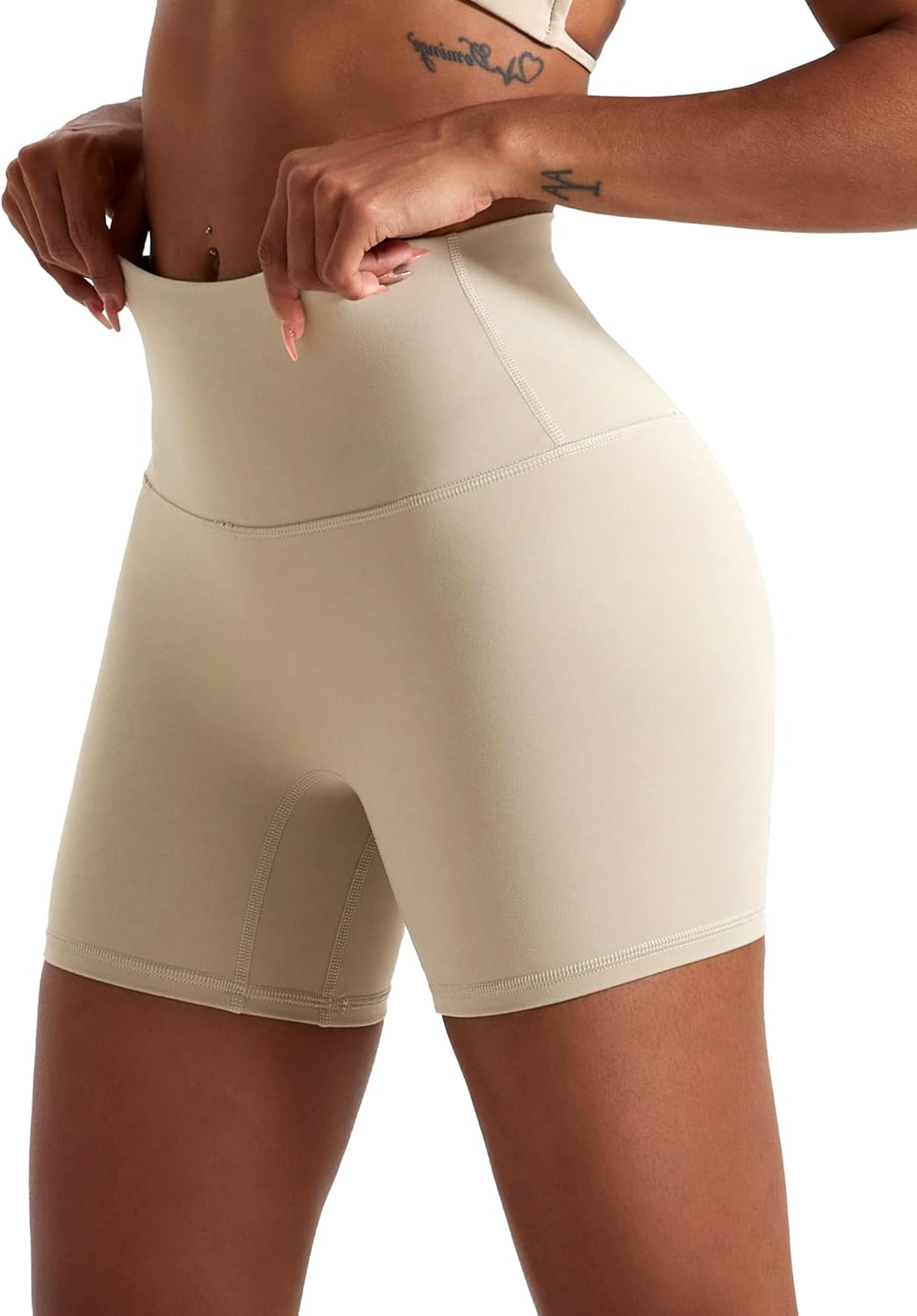 VOENXE Radlerhose Damen Kurze Hohe Taille, Anti Scheuern Kurze Hose Leggings, Blickdicht Shorts Spor