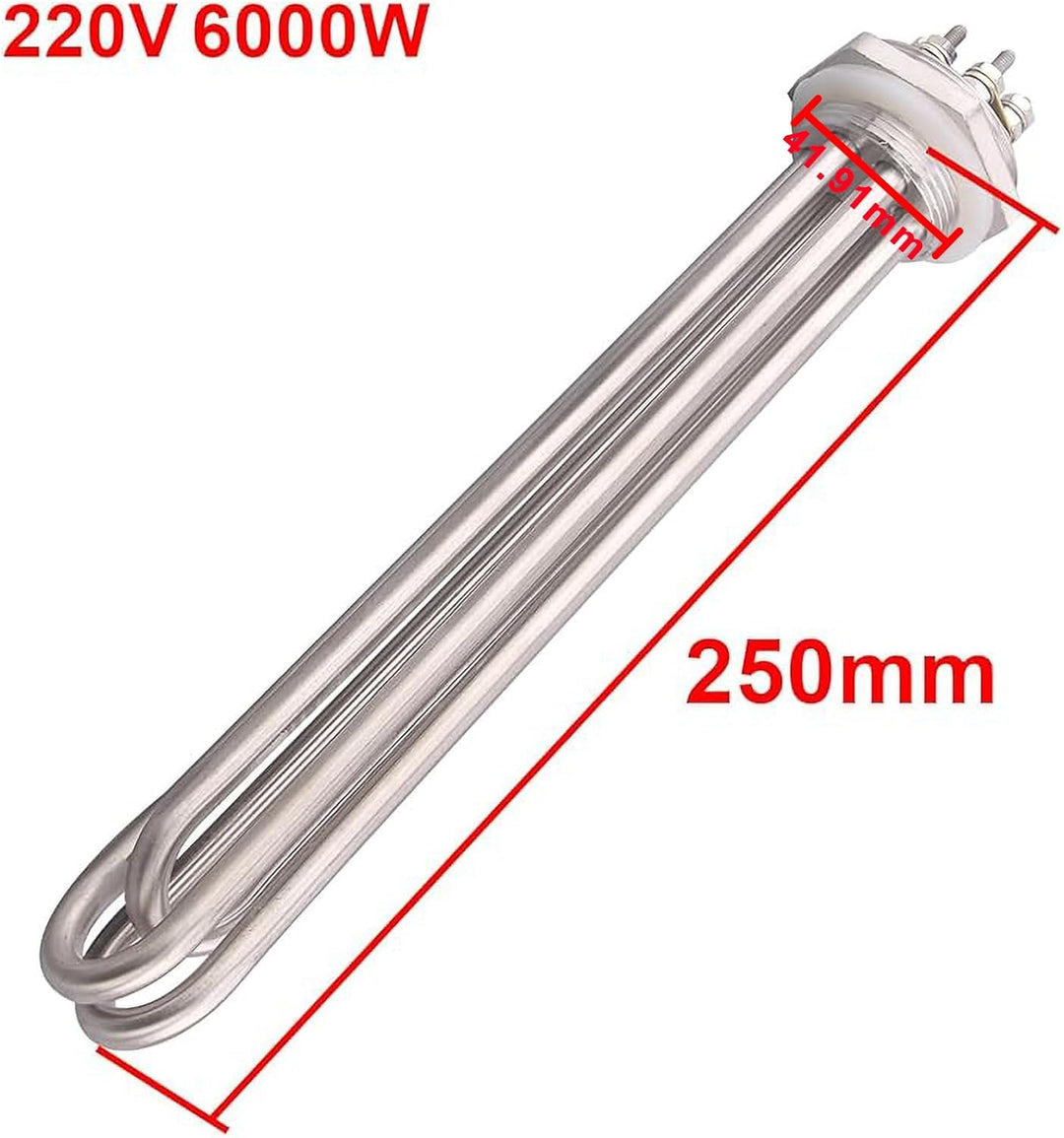 DERNORD Heizelement 220V 6000W 1-1/4 Zoll 3U Typ Elektrischer Brühwassererhitzer BSP Gewinde Edelsta