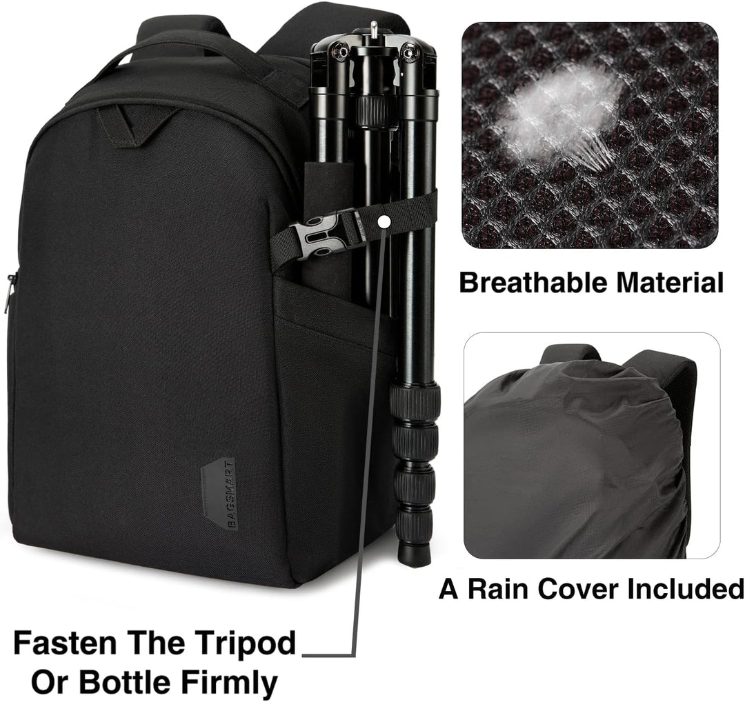 bagsmart Kamerarucksack, DSLR SLR Kameratasche Passend für 13,3-Zoll Laptops, Wasserfeste Fotorucksa