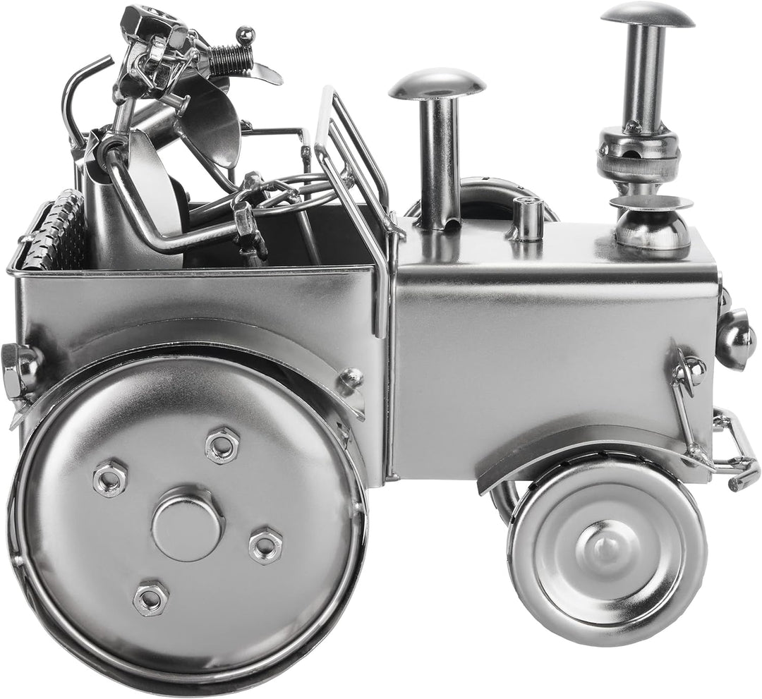 BRUBAKER Schraubenmännchen Traktor mit Fahrer und Hund - Trecker Schlepper Eisenfigur Metallmännchen