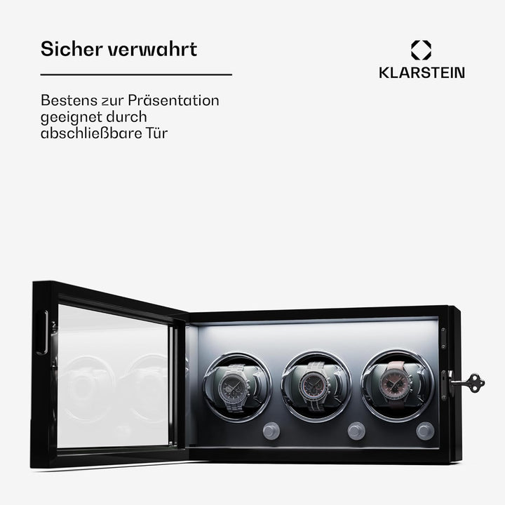 Klarstein Uhrenbeweger für Automatikuhren, Automatik-Uhrenbeweger für 3 Uhren, Automatikuhr mit Acry