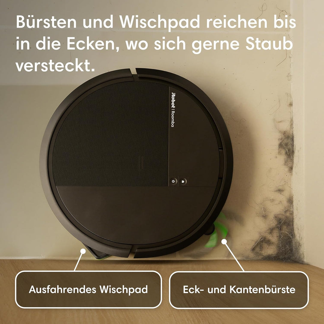 iRobot Roomba® 115 Combo Saug- und Wischroboter, 15k Pa Saugleistung, Bürsten und Wischpad reichen,