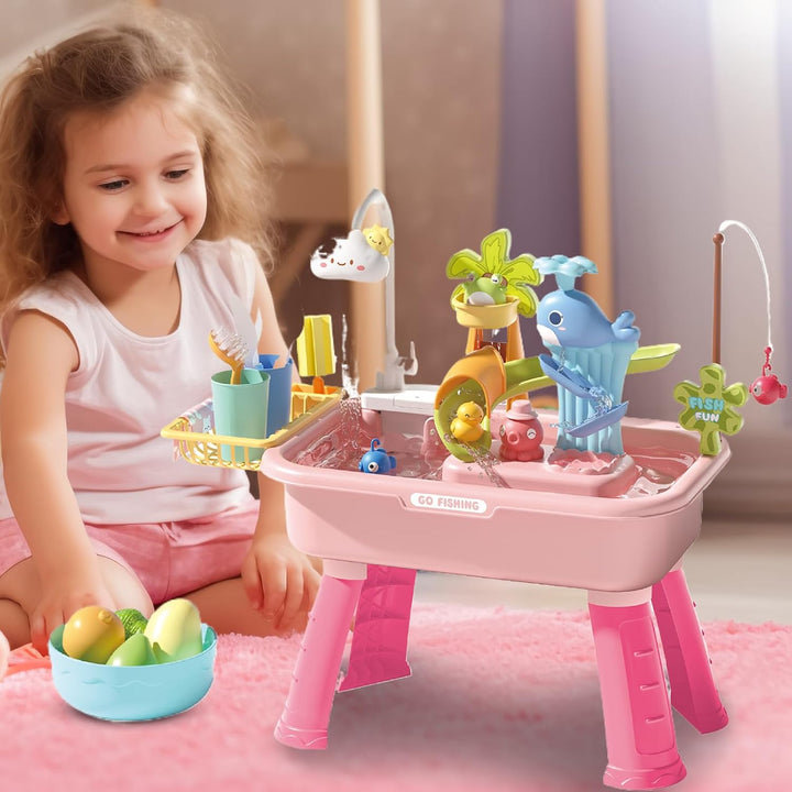 Wasserspiel-Tisch - Kinder Sand-Wasser-Tisch,4 Funktionen Spüle Mit Elektrischem Rollenspiel Für Gar