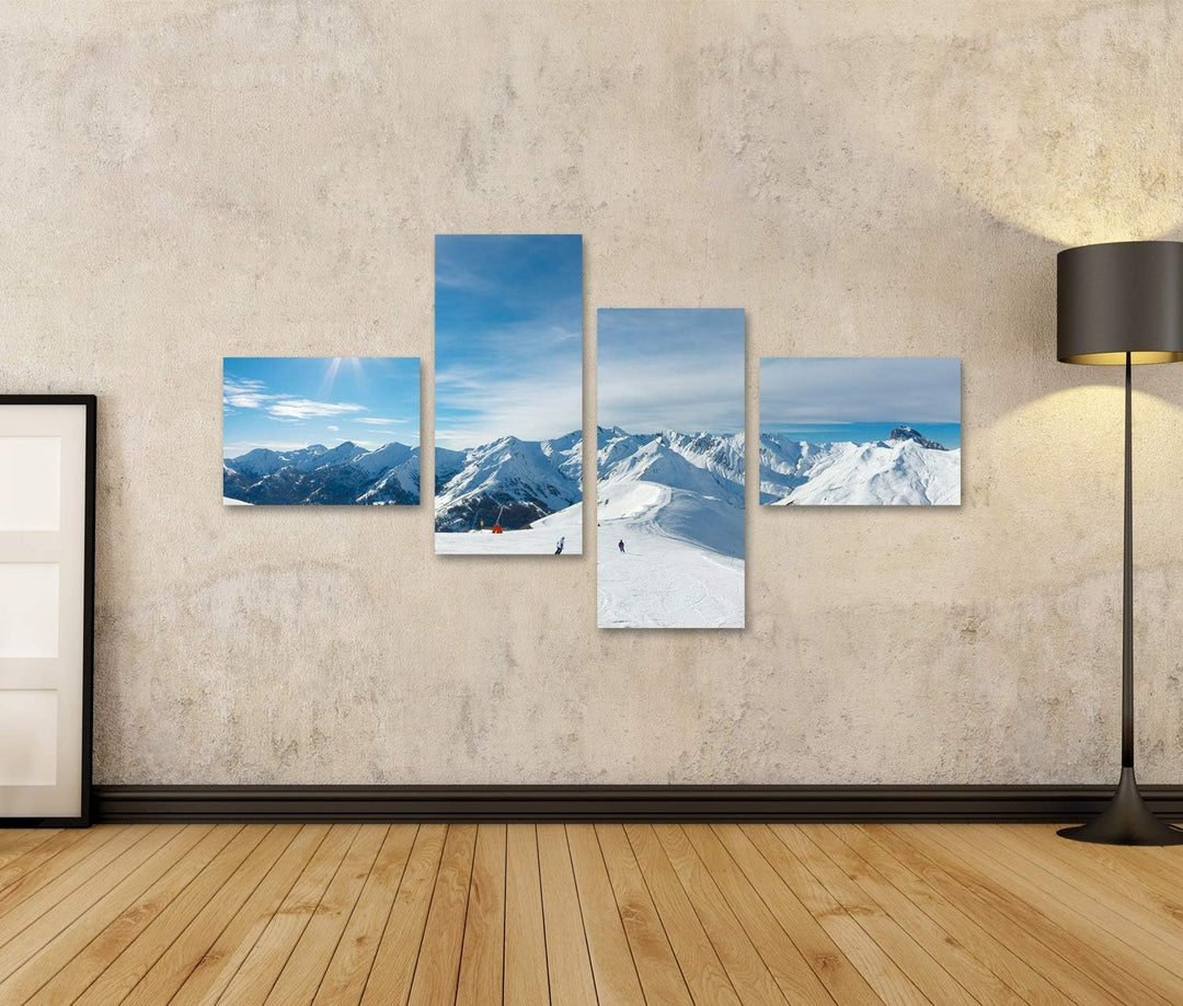 islandburner Bild auf Leinwand Skipiste In Den Bergen Bilder Wandbilder Poster Leinwand 150x80cm - 4