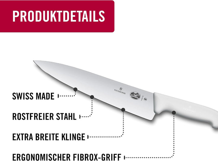 Victorinox Fibrox Kochmesser, Breites Universalmesser für Fleisch, Fisch, Gemüse und Kräuter, 25 cm,