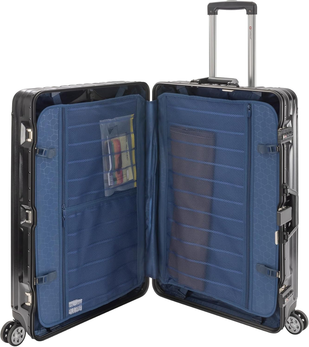 Travelhouse London Koffer Schwarz S-55cm, L-55cm · 2er-Set · Alu-Rahmen · Polykarbonat Hartschale ·