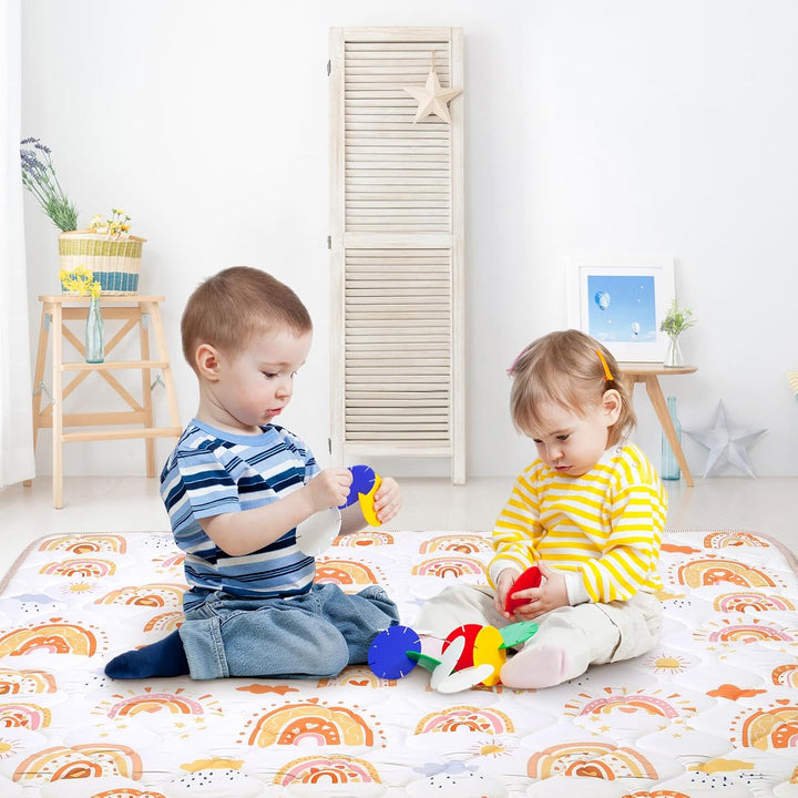 Spielmatte Baby 127×127cm mit Rutschfest, Extra Dicke 2cm Weiche Krabbelmatte Baby, Faltbar Krabbeld
