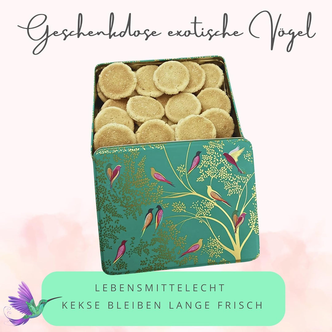 Geschenkdose Design Sara Miller - Liebevoll gestaltete rechteckige Vorratsdose - Motiv exotische Vög