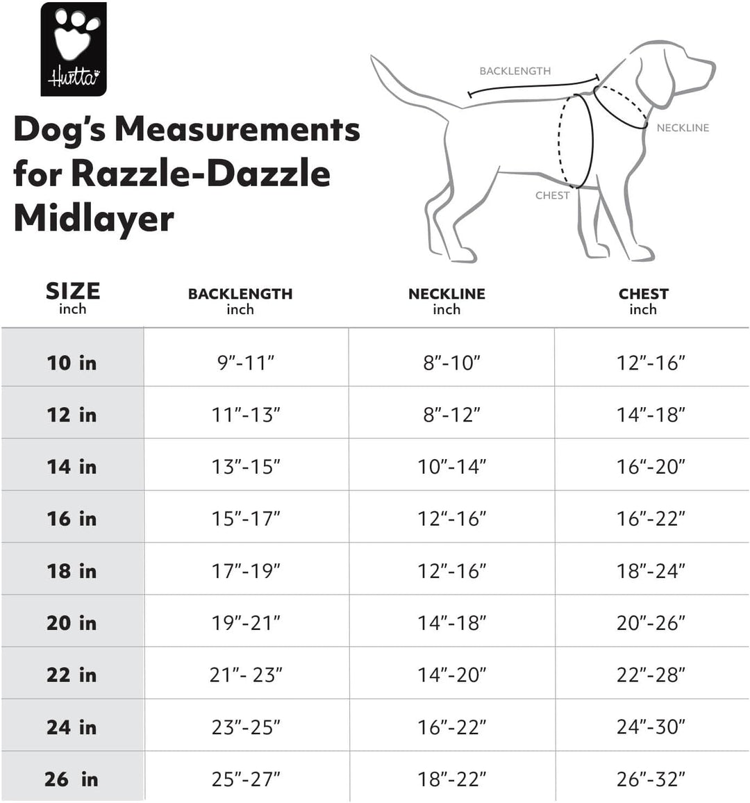 Hurtta Razzle-Dazzle Midlayer Jacke für Hunde, verstellbar, wendbar, Pull On, unter Regenmänteln und