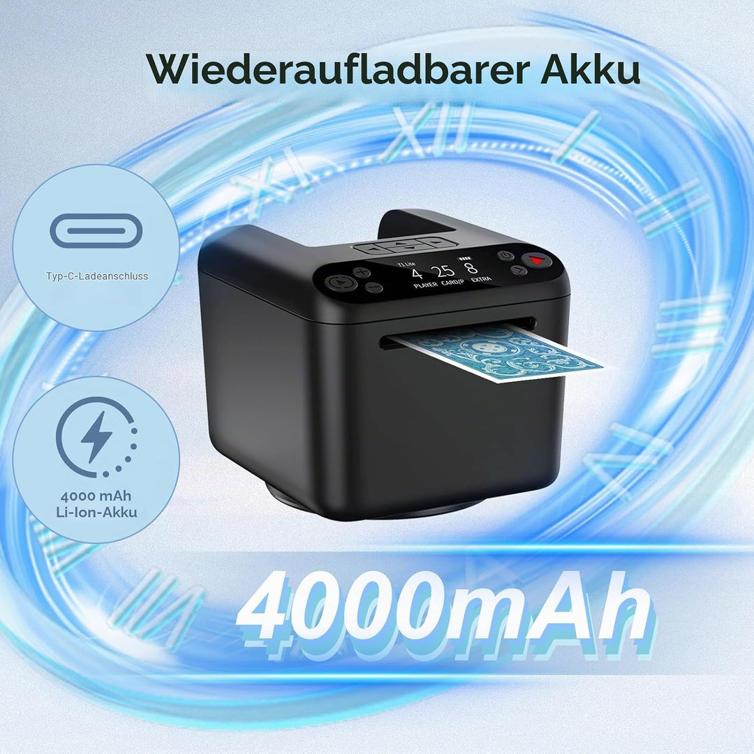 Automatischer Kartensendemaschine 180°/360° Drehung für 1–3 Decks, Karten Austeiler für 2–12 Spieler