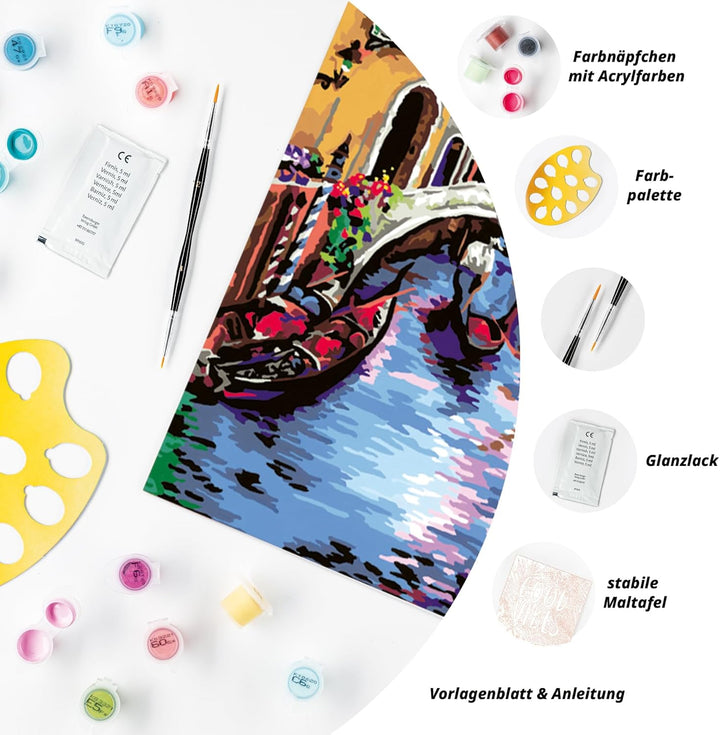 Ravensburger CreArt 25964 - Zauberhaftes Venedig - Malen nach Zahlen Erwachsene, DIY Malset mit Pins