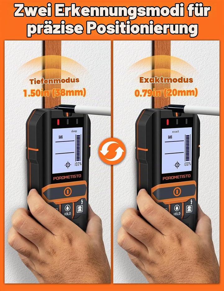 2-in-1 Stud Finder mit Feuchtemesser DSF06 für Holz, Metall, AC-Kabel | Wandscanner Metallortungsger