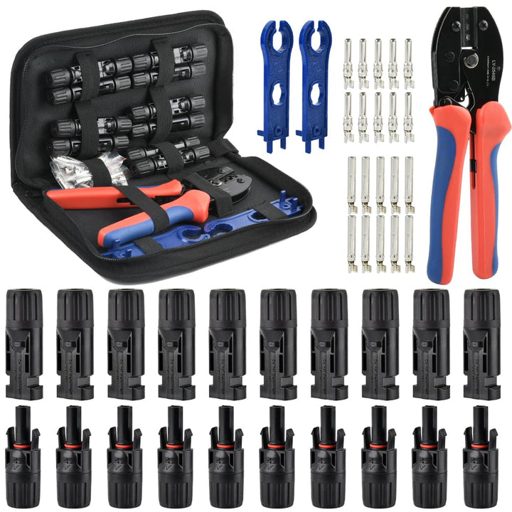 mc4 Crimpzange Set für 2.5/4/6mm² Solarpanel PV Kabel, Solar Crimpzange Werkzeug mit 10 Paar Kabelst