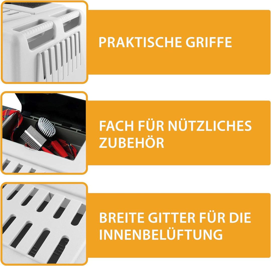 Ferplast Hundebox Auto Atlas CAR 100, Ablagefach, Doppelte Schiebeöffnung mit Sicherheitshaken, Abtr