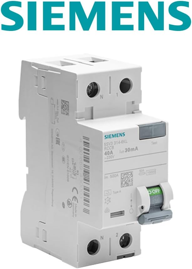 SIEMENS - 5SV3314-6KL FI-Schutzschalter 2-polig Typ A In: 40 A 30 mA Un AC: 230 V Nlinks