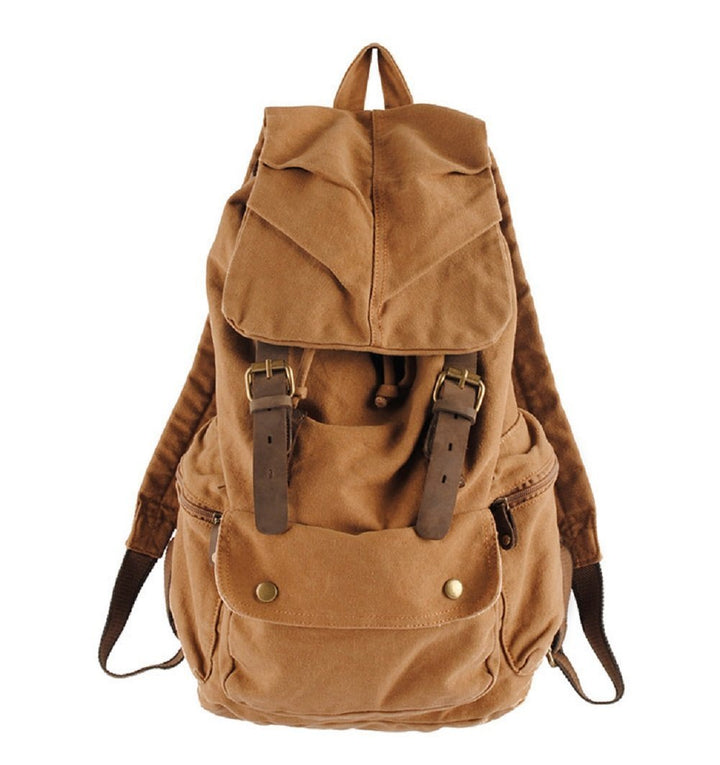 Canvas Rucksack, Herren Damen Vintage Rucksäcke Retro Schulrucksack Wanderrucksack Reisetasche Gelb,