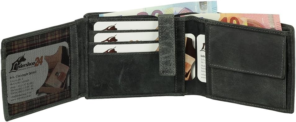 Ledershop24 Luxus Leder Bikerbörse mit Kette Geldbörse Portemonnaie Geldbeutel 12,5 cm vers. Farben