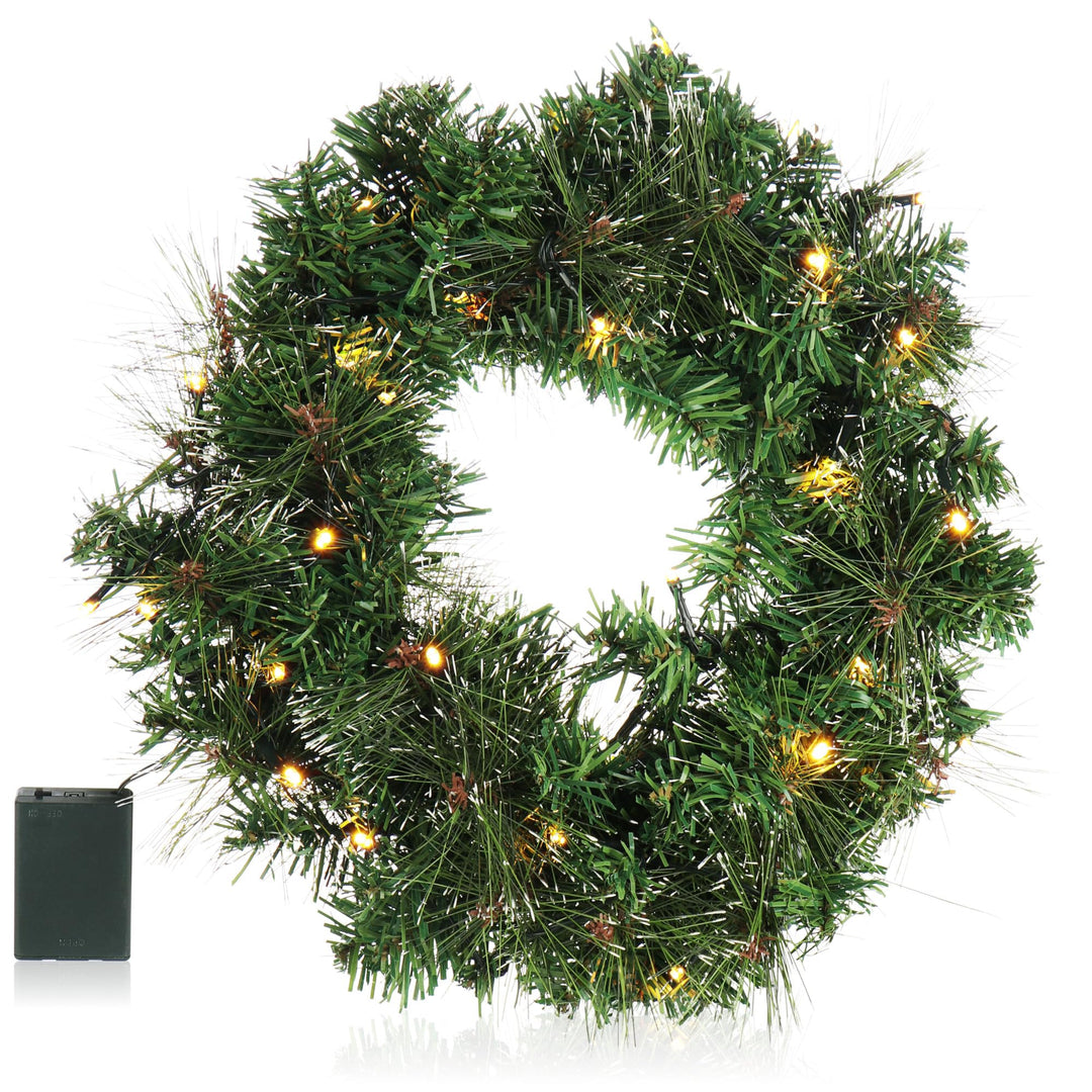 COM-FOUR® LED Türkranz Weihnachten - Adventskranz mit LED-Beleuchtung - tolle Weihnachtsdeko - 30 wa