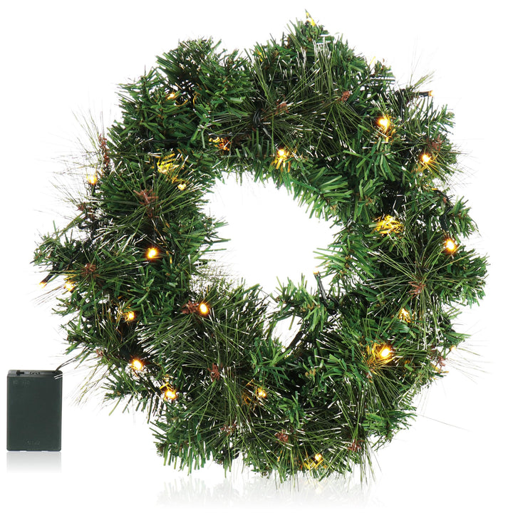 COM-FOUR® LED Türkranz Weihnachten - Adventskranz mit LED-Beleuchtung - tolle Weihnachtsdeko - 30 wa