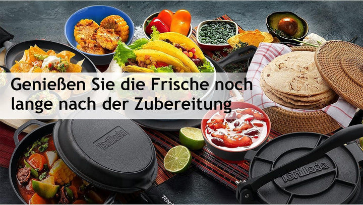 Tortillada - 26 cm Tortilla Wärmer/Tortilla Wärmer Korb Handgemacht aus Rattan inkl. Geschirrtuch au