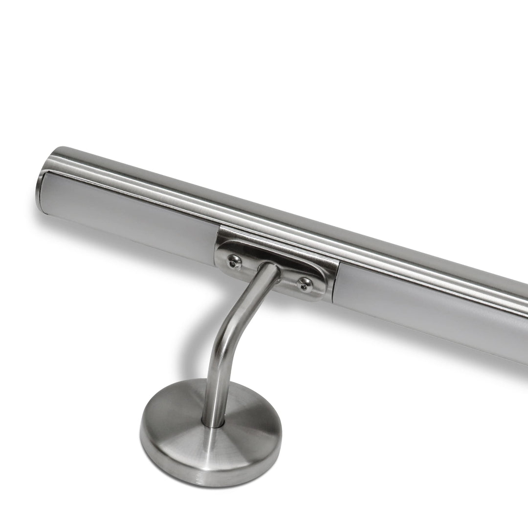 Treppengeländer aus Edelstahl mit LED naturweiss mehrfarbig (50 cm, Handlauf mit Vorrichtung für LED