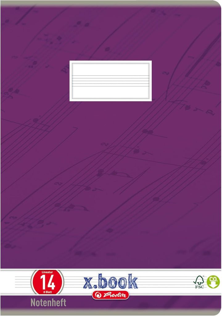 Herlitz 3324407 Hefte A4/8 Lineatur 14 (Notenlinien ohne Hilfslinien) FSC Mixed 10er Packung Motive