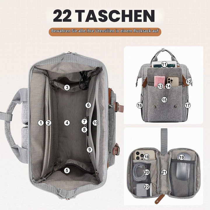 LOVEVOOK Rucksack Damen Gross, 17 Zoll Laptoptasche Schulrucksack Mädchen Teenager Reiserucksack Arb