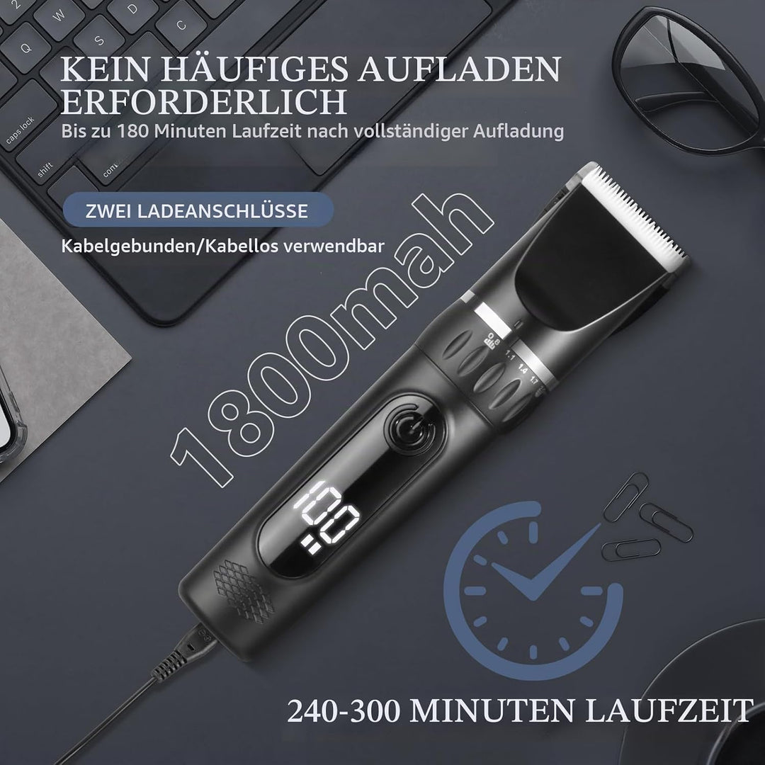 Cozary Haarschneidemaschine, Barttrimmer Herren Profi mit LED-Anzeige, 180 Min, Bartschneider Herren