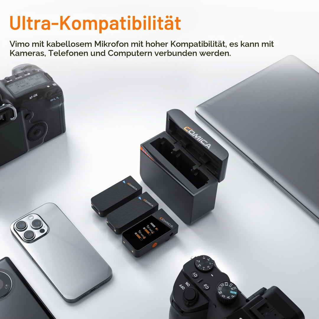 COMICA Vimo C3 Lavalier Mikrofon Wireless, Funkmikrofon mit Geräuschunterdrückung, Überwachung, Stum