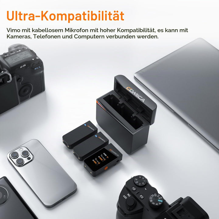COMICA Vimo C3 Lavalier Mikrofon Wireless, Funkmikrofon mit Geräuschunterdrückung, Überwachung, Stum