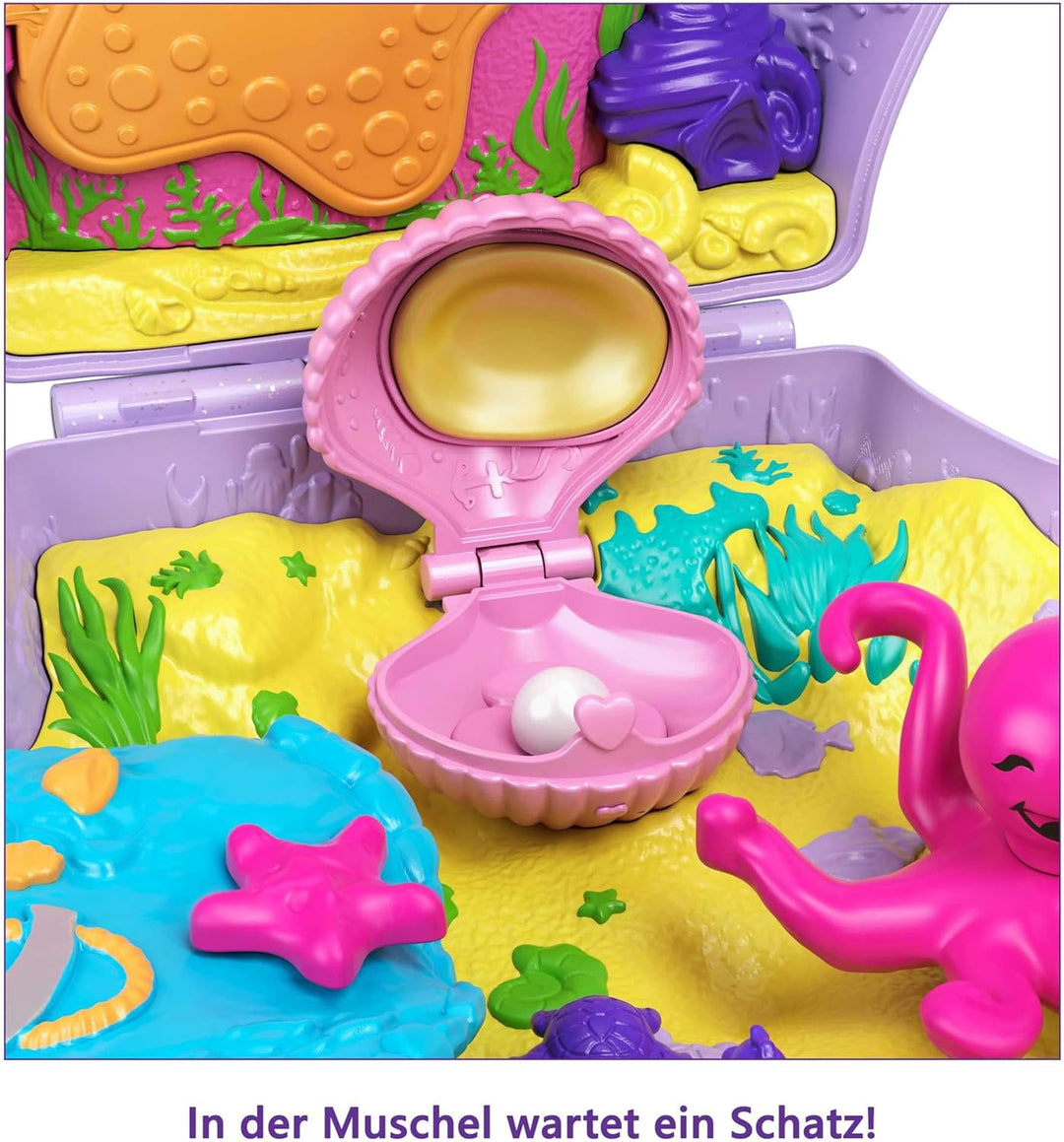Polly Pocket Schatulle, Muschel Tasche zum Umhängen in Unterwasser Thema, mit 2 Puppen und 1 U-Boot,